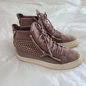 Giuseppe Zanotti Brown and Gold High-Top Sneakers